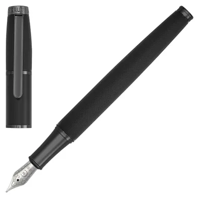 Produktbild von Cerruti 1881 Brick Black & Gun Edition Füllfederhalter, Schwarz, DIA.12/H.142 mm, diamantgravierte Oberfläche