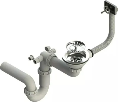 Produktbild von QLS Manueller Einbecken-Siphon 3 1/2 Zoll Edelstahl Chrom Manuell Platzsparend 11436