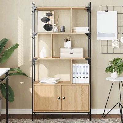 Obrázek produktu pro Maison Exclusive – Knihovna se dveřmi, Imitace Sonoma, rozměry 76,5 x 30 x 154,5 cm