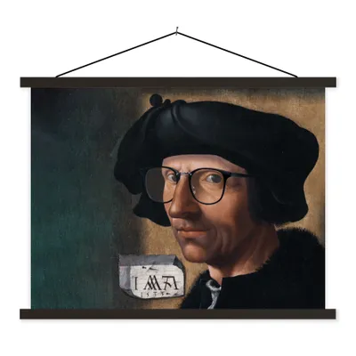 Produktbild von MuchoWow® Textilposter Selbstporträt - Jacob Cornelisz van Oostsanen - Brille 150x113 cm mit schwarzem Rahmen - Wohnzimmer