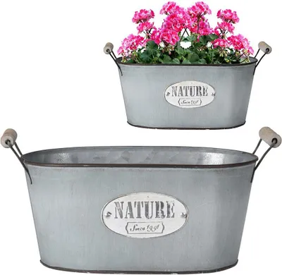 Immagine prodotto di Vaso per piante in metallo Vilde OVERPOT per fiori piante erbe RETRO OVAL 30x14 cm