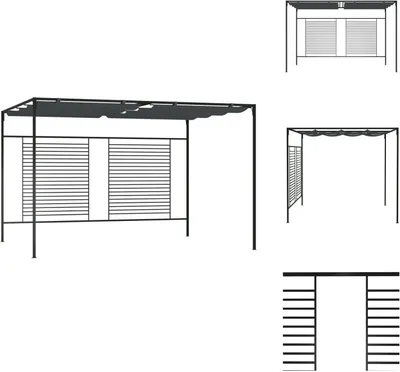 Immagine prodotto di vidaXL Padiglione con tetto estensibile 4x3x2,3 m antracite 180 g/m² - Padiglioni e tende per feste