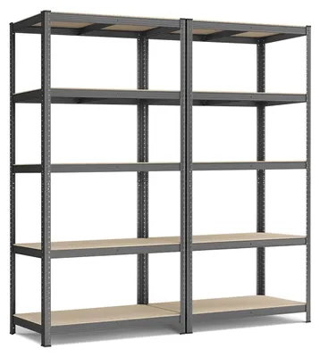 Immagine prodotto di Scaffale portaoggetti grigio a 2 piani – scaffale in metallo robusto – struttura in acciaio – dimensioni 50 x 100 x 200 cm – portata massima 600 kg