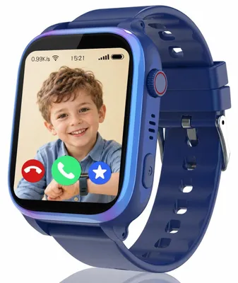Produktbild von 4G Smartwatch Kinder IP68 Kinderuhr mit GPS Telefon SOS Schulmodus Blau