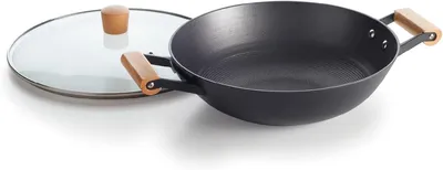 Produktbild von Wok mit Deckel Gusseisen schwarz 30x5,5 cm