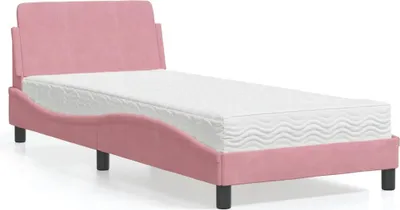 Image de vidaXL Lit avec matelas "Dover" rose 90x190 cm velours
