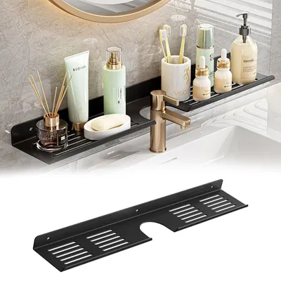 Produktbild von Wandmontierter Spüle Organizer - Kohlenstoffstahl Badezimmerregal