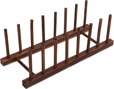 Imagen del producto de Estante de secado de madera, con 8 compartimentos, compacto, para platos y utensilios de cocina