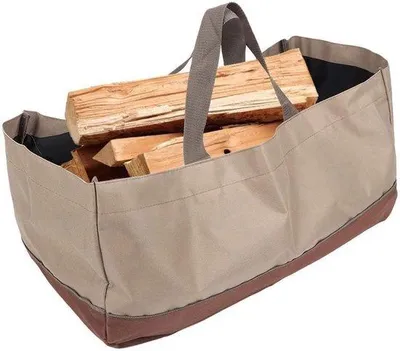 Produktbild von Famanu Canvas Holztragekorb - Robuste Tragetasche für Kaminholz und Camping
