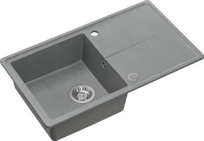 Produktbild von QUADRON Spülbecken 1-Becken Spüle | Größe: 78 x 45 x 18,5 cm | TONY 111 | Küchenspüle Granitspüle aus GraniteQ mit Siphon | Silver Stone & Stahl