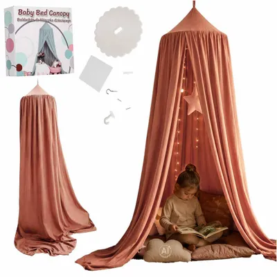 Image de Tenture d'intérieur pour lit de bébé, type moustiquaire tipi, couleur rose foncé