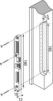 Image de Gâche centrale encastrable pour porte d'entrée bois, droite, 190x18x13mm, compatible Trimatic, E-13742-00-R-1 - FERCO by THIRARD