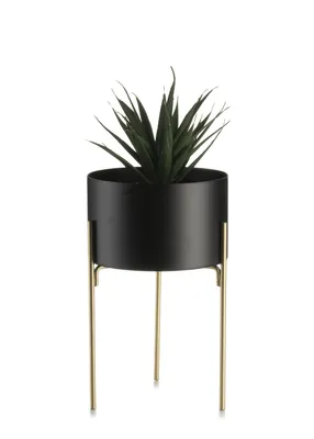 Obrázok produktu pre Kvetinový stojan s krytom, podkrovie, zlatá èierna, okrúhle, 20 cm