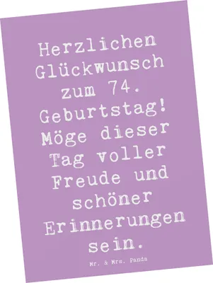 Produktbild von Mr. & Mrs. Panda Postkarte Spruch 74. Geburtstag Freude - Lavendeltraum - Geschenk, Grußkarte, Happy Birthday, siebzigvierter, besonderer, bildkarte, 74 Jahre, Postkarten