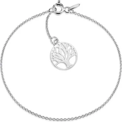 Produktbild von SILBERKETTEN STORE Fußkette Erbse 1,3mm mit Lebensbaum - 925 Silber, Länge wählbar - 29cm
