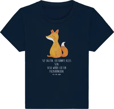 Produktbild von Mr. & Mrs. Panda Organic Baby Shirt Einhorn Fuchs 6. - 12. Monat - French Navy - Geschenk, Einhörner, Füchse, , Fuchshörnchen, T-Shirt, Unicorns, Kinder Oberteil, Top