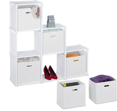 Produktbild von relaxdays Biała półka schodkowa z 6 przegródkami