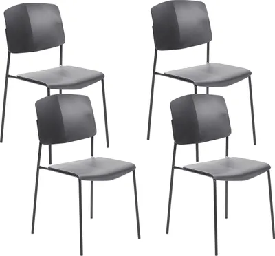 Produktbild von BELIANI Esszimmerstuhl 4er-Set Schwarz Kunststoff mit Metallbeinen Hoher Lehne Modern Wohnzimmer Flur Diele Essbereich Schlafzimmer Ausstattung Möbel