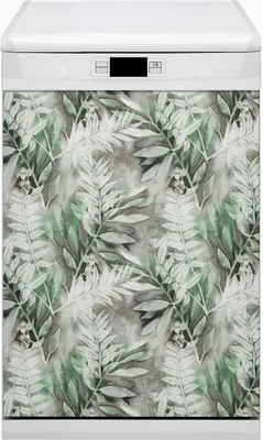 Obrázok produktu pre Kuchynský magnet do umývačky riadu Umývateľný 45x80 cm Umývačka riadu - listy od Tropen