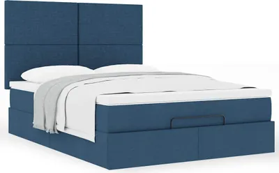 Produktbild von Hochwertig Ottoman-Bett mit Matratze Blau 140x200 cm Stoff 3313084