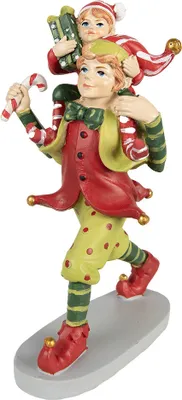Zdjęcie produktu dla Clayre & Eef Dekoracja świąteczna elf 19 cm czerwony zielony polyresin