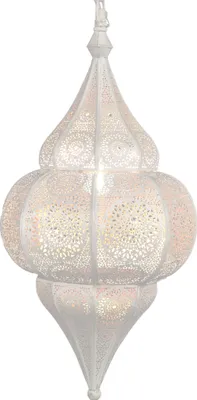 Zdjęcie produktu dla Orientalna lampa wisząca Lunar White 40cm oprawka E27 | Marokańska lampa wisząca Ramadan z Maroka | Orientalne lampy do salonu kuchni lub wiszące nad stołem jadalnym