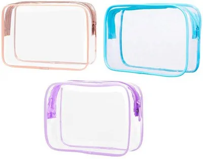 Produktbild von 3 Stücke - Transparenz-Make-up-Tassen - Geeignet für Reisegepäck, Handgepäck, Reisegepäck - blau + violett + rosa