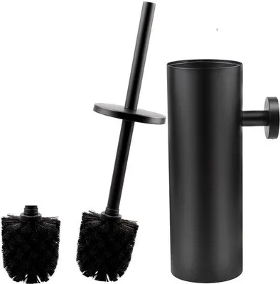 Produktbild von RVS WC-borstel mit Ersatzborstel, Wasserfangbecken, Wandmontage, Badkameraccessoires, Toiletset, schwarz