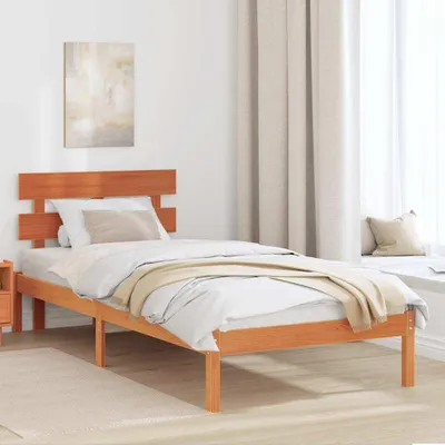 Image de Maison Exclusive - Sommier avec tête de lit marron 90 x 190 cm en pin massif