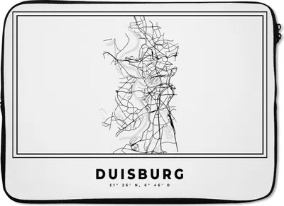 Produktbild von MuchoWow® Laptop Hülle 13 Zoll Schwarz und weiß - Deutschland - Karte - Stadtplan - Duisburg Laptoptasche - Laptophülle - Sleeve - Rundumschutz