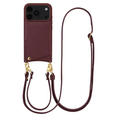 Zdjęcie produktu dla Etui Selencia Nova do telefonu iPhone 18 Pro Max / 17 Pro Max, z sznurkiem i przegródką na karty, kolor: głęboki burgund