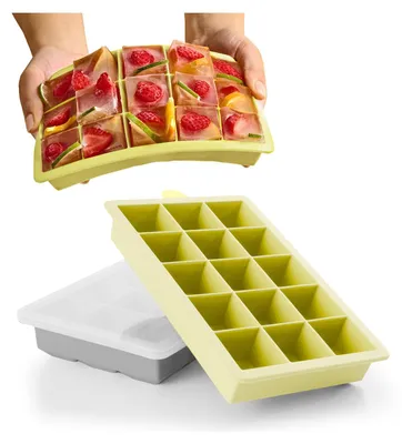 Produktbild von Blumtal Eiswürfelformen Silikon 3er Set - 15er Eiswürfelform mit Deckel - BPA-freie Silikon Eiswürfelform - Grau + Grau + Gelb