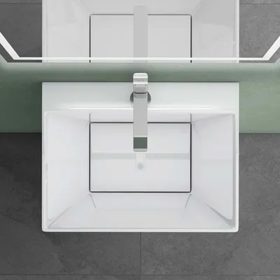 Produktbild von Mai & Mai Design Standwaschbecken freistehend weiß, aus Mineralguss, Waschtisch BTH: 55x42x85cm Col40