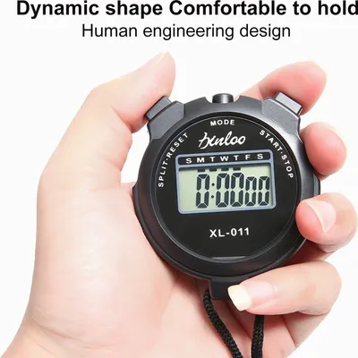 Produktbild von Digitale Stoppuhr Wasserdicht Kompakte Größe Einfache Bedienung Keine Uhr Kein Datum Leise Stoppuhr Timer Chronograph Geräte-Schwarz