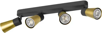 Produktbild von SLV PURI 2.0 Cone, Wand- und Deckenaufbauleuchte, long, 4 x max. 6W GU10, schwarz / gold 1008349