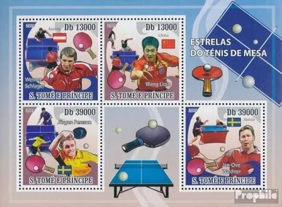 Produktbild von Briefmarken Sao Tome e Principe 2009 Mi 4125-4128 Kleinbogen (kompl. Ausgabe) postfrisch Tischtennisstars