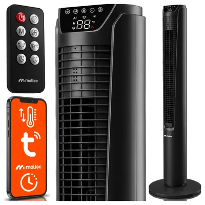 Produktbild von Turmventilator 108 cm mit Wi-Fi Fernbedienung 4 Modi Oszillation 12H Timer Ionisation Aromatherapie Led-Display Touchpanel Säulenventilator Standventilator Für Schlafzimmer Und Raum
