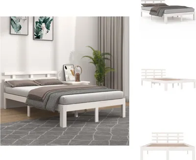 Produktbild von vidaXL Massivholzbett Weiß 180x200 cm -  Betten & Bettgestelle
