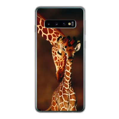 Produktbild von MuchoWow® Handyhülle Schutzhülle Hülle für Samsung Galaxy S10 Giraffe - Kalb - Porträt Silikon Softcase Handy Hülle - Handytasche