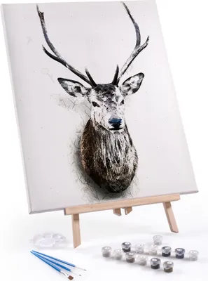 Produktbild von Malen nach Zahlen "Hirsch" 40x50cm mit Rahmen und Staffelei - Paint by Numbers für Erwachsene & Kinder