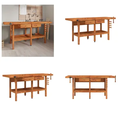 Produktbild von vidaXL Werkbank mit Schubladen Schraubstöcken 192x62x83 cm Akazienholz - Werkbank - Werkbänke - Arbeitstisch - Arbeitsstation
