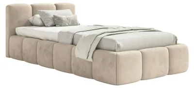 Produktbild von Selsey Cloudy Low – Polsterbett 90x200 cm, Samt Hellbeige