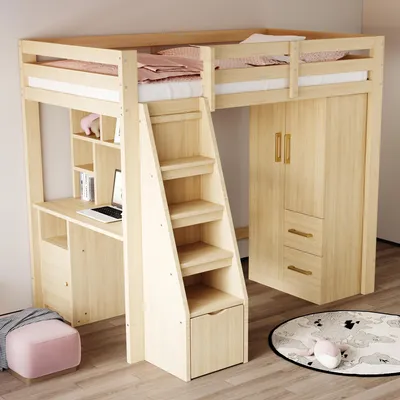 Produktbild von MODFU Kleiderkasten mit Doppeltür,Kleiderschrank Garderobenschrank mit Schubladen und Staufächern,Einzelkleiderschrank,Holzfarbe