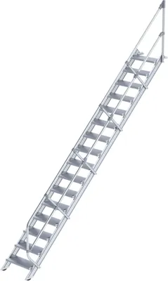 Produktbild von Günzburger Steigtechnik Treppe 45° Stufenbreite 600 mm 16 Stufen Aluminium geriffelt - 600256