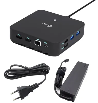 Obrázok produktu pre i-tec USB-C DP Dual HDMI Docking Station with Power Delivery 100 W + Universal Charger 100W, Kábel, USB 3.2 Gen 2 (3.1 Gen 2) Type-C, 100 W, 10,100,1000 Mbit/s, Čierna, 10 Gbit/s