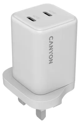 Image de Canyon Chargeur secteur Cu45Ac, technologie GaN, 45W, 2 ports USB-PD, blanc