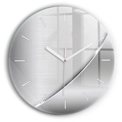 Produktbild von Wallfluent Wanduhr – Stilles Quarzuhrwerk - Uhr Dekoration Wohnzimmer Schlafzimmer Küche - Zifferblatt mit Striche - weiße Zeiger - 30 cm - Silbernes Muster