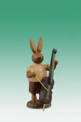 Produktbild von Osterdekoration Osterhase Musikant mit Bassgeige Höhe 7,5cm NEU
