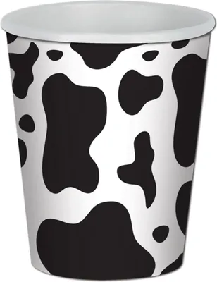Produktbild von Party Pappbecher Kuhflecken 8 Stück schwarz-weiss 266ml - Einheitsgröße