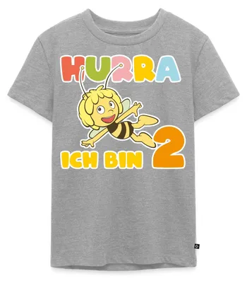Produktbild von Spreadshirt Biene Maja Hurra Ich Bin 2 Zweiter Geburtstag Kinder Premium T-Shirt, 98/104 (2 Jahre), Grau meliert